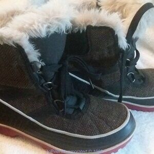 Sorel Tivoli Herringbone Brown Lace‎ Up Cold-Weather Boot  size 6.5